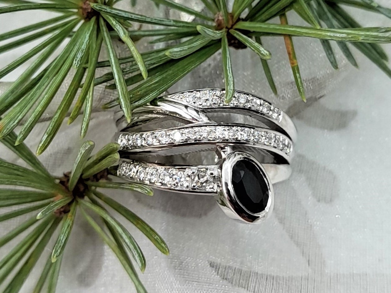 Cheryl Brook Wave Engagement Ring Custom made in 14ct White Gold with Sapphire & Diamonds by Pearl Perfect