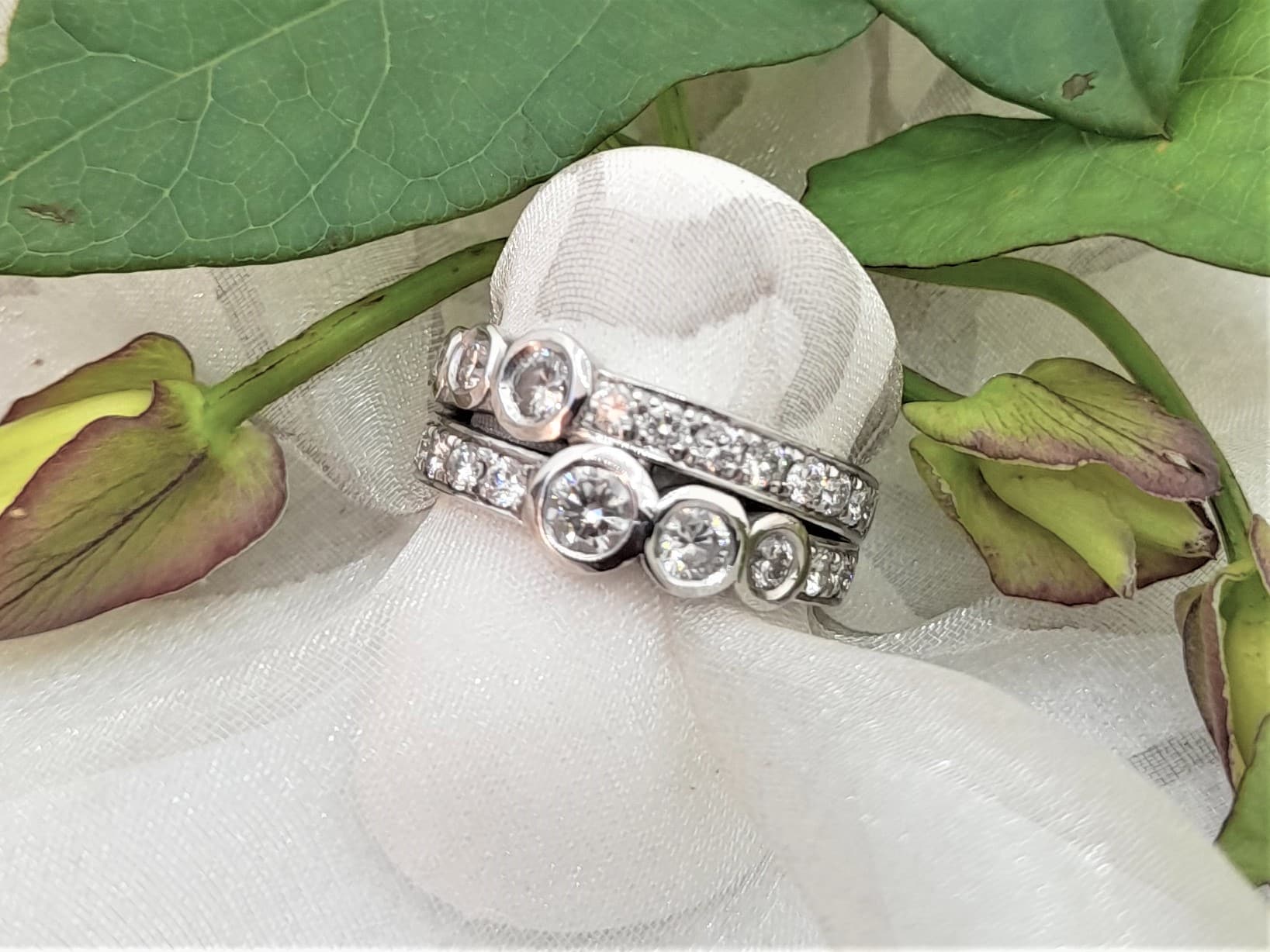 Jeannie Bespoke Diamond Ring re-modelled in 18ct yellow gold & platinum as a new style engagement & wedding ring in one by Pearl Perfect, Dublin