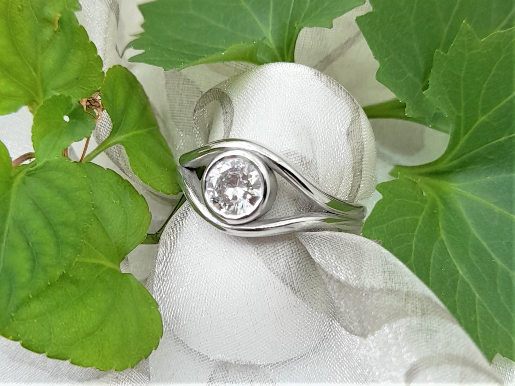 Gemma - Bespoke Diamond Ring - Re-modelled in 18ct White Gold using client's diamond from existing sentimental ring.