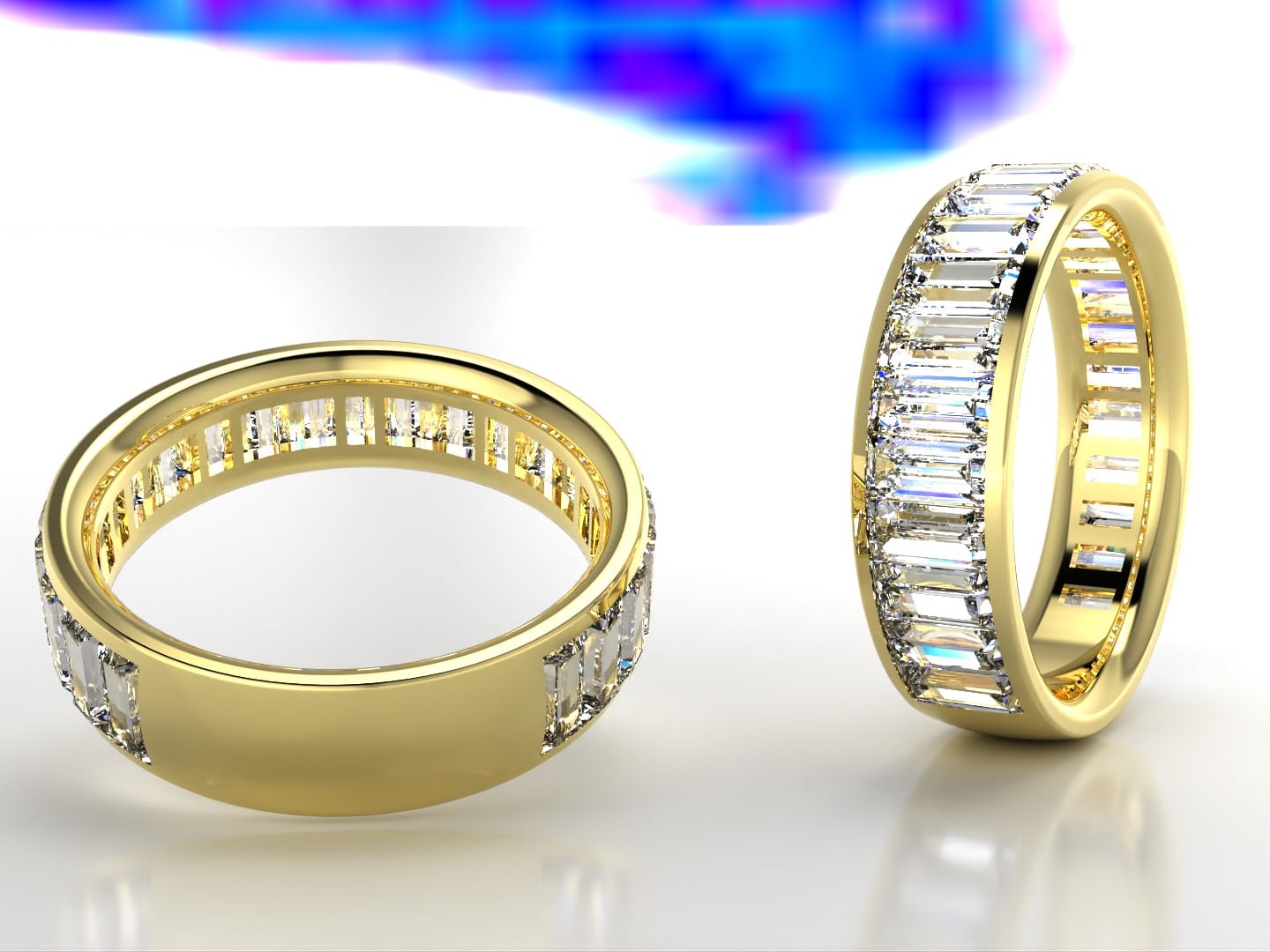 Luxury Baguette Cut Diamond Wedding Ring custom made in 18ct yellow gold by Pearl Perfect Design Room