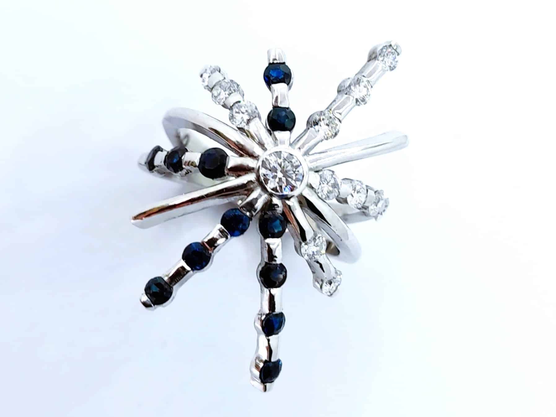 Dazzling 'Starburst' Ring designed in Platinum with Sapphires & Diamonds by Pearl Perfect Dublin.